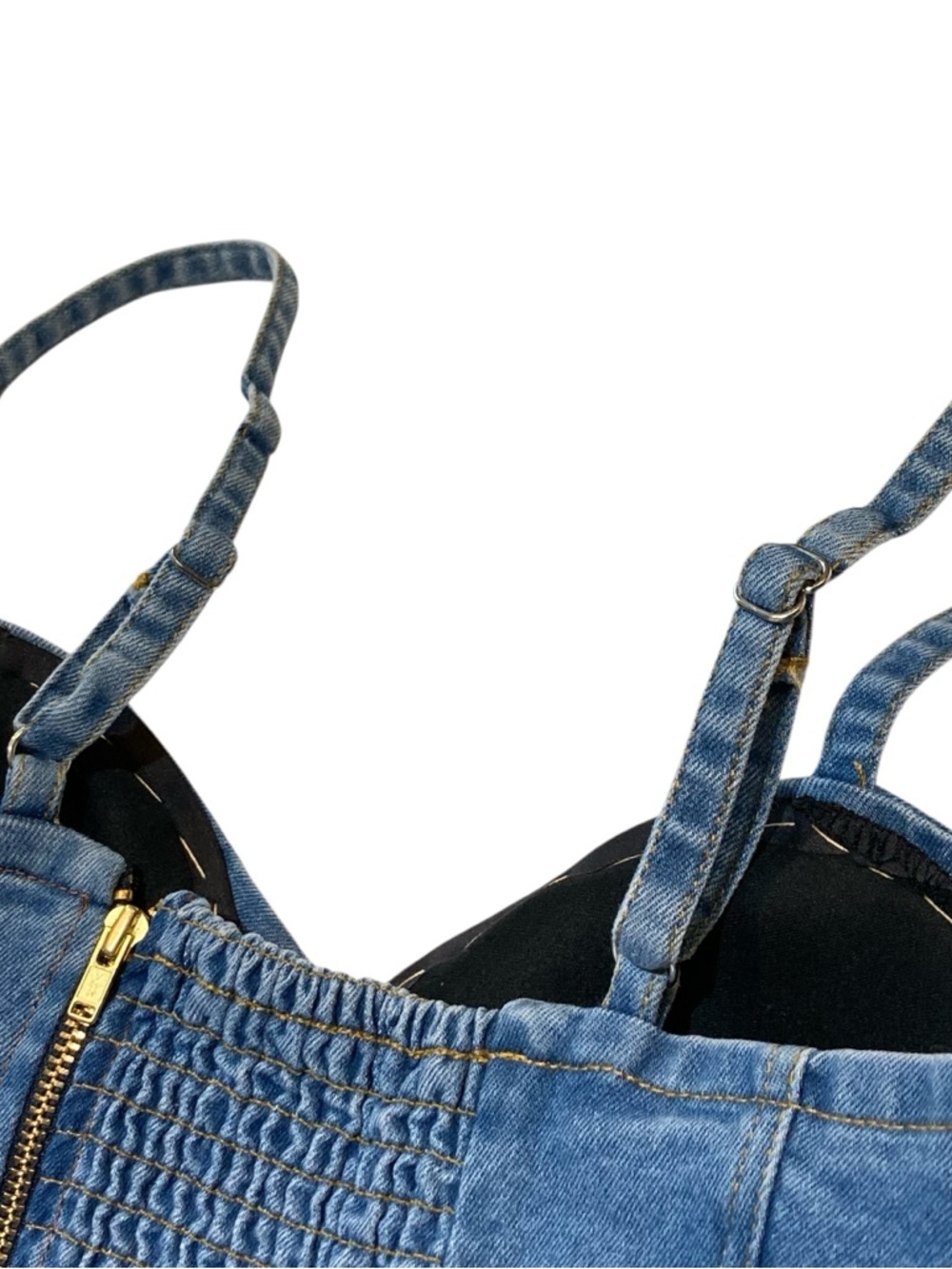 Denim Corset Tank Top with Rhinestone Studs - Picture 6 of 6